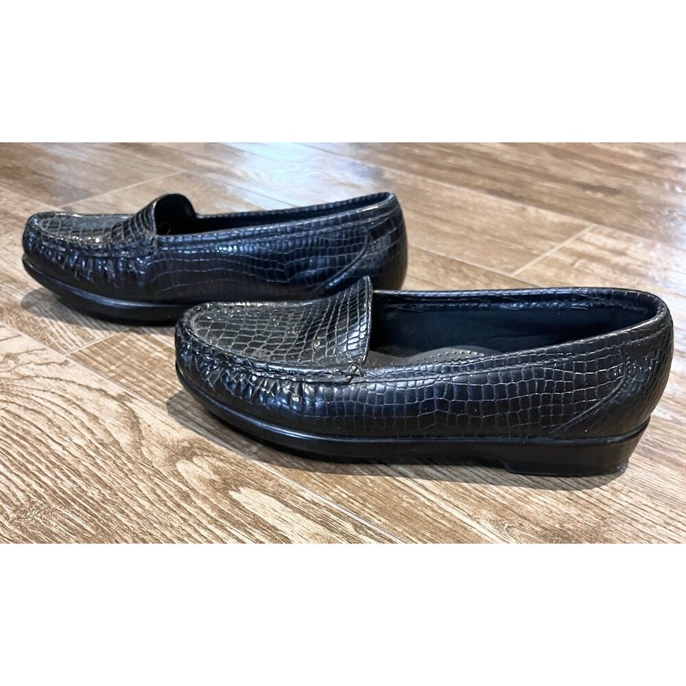 SAS Simplify Loafers Women's Size 6 1/2 M Black Croc Comfort Shoes Slip On - Picture 2 of 11